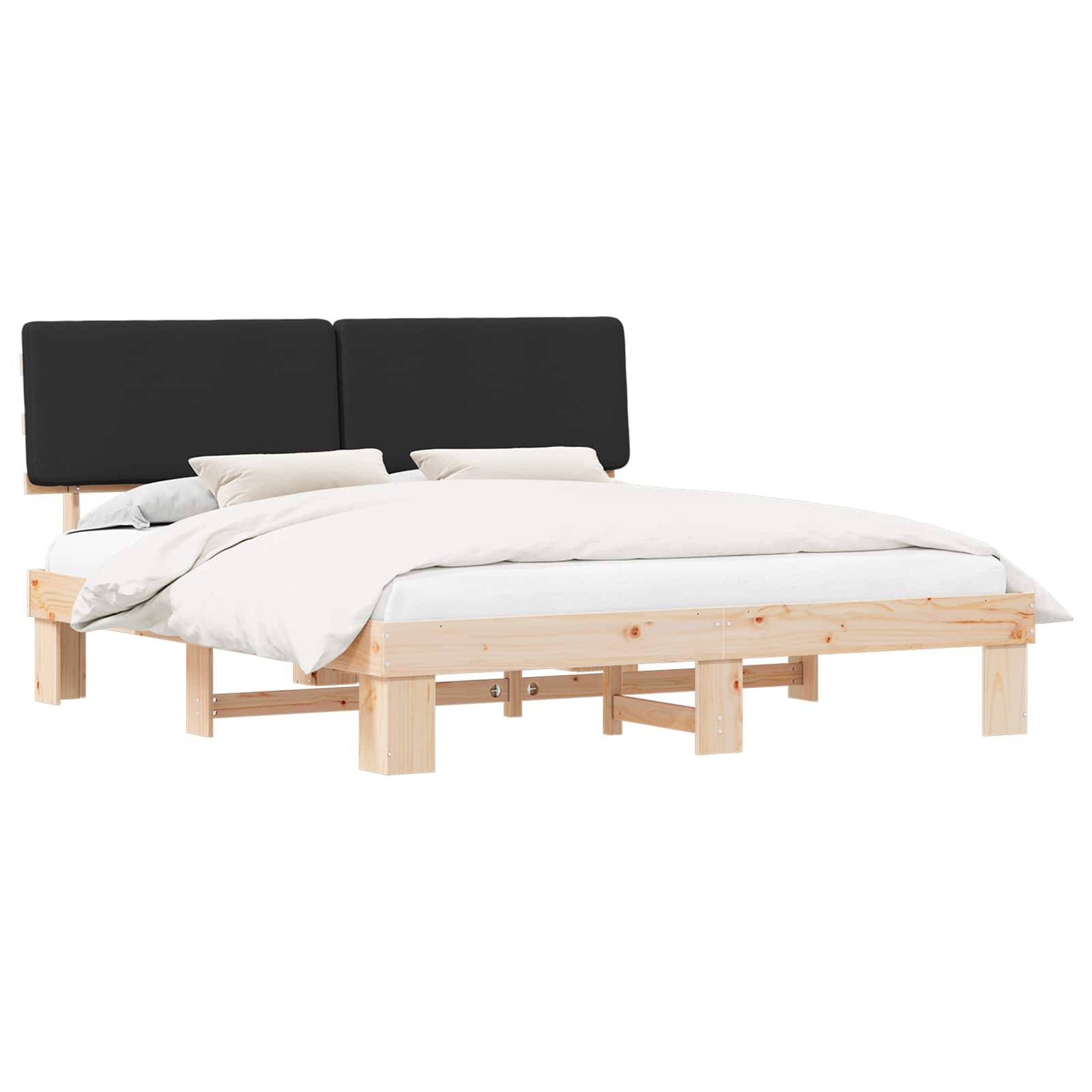 vidaXL Bettgestell mit gepolstertem Kopfteil Schwarz 180 x 200 cm
