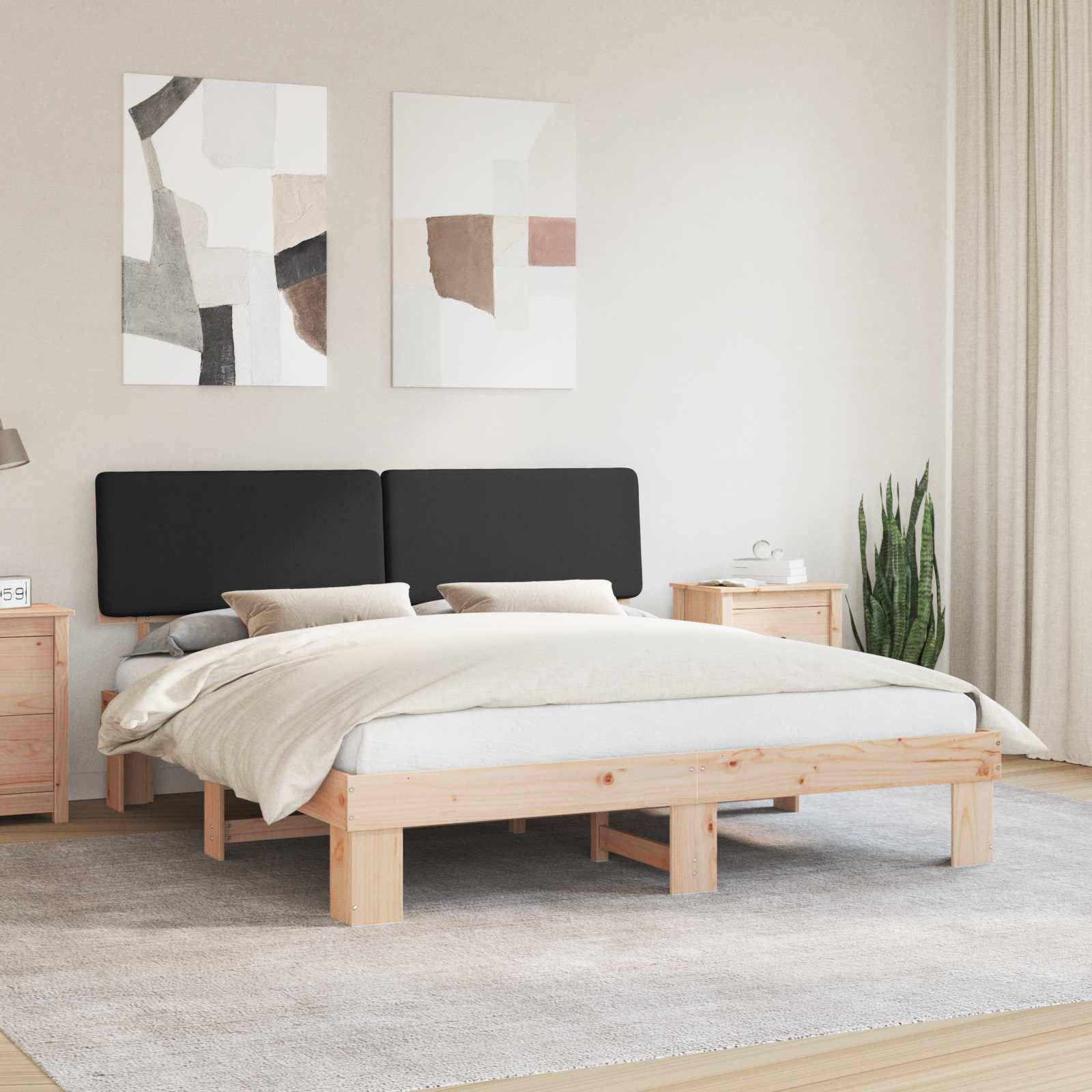 vidaXL Bettgestell mit gepolstertem Kopfteil Schwarz 180 x 200 cm