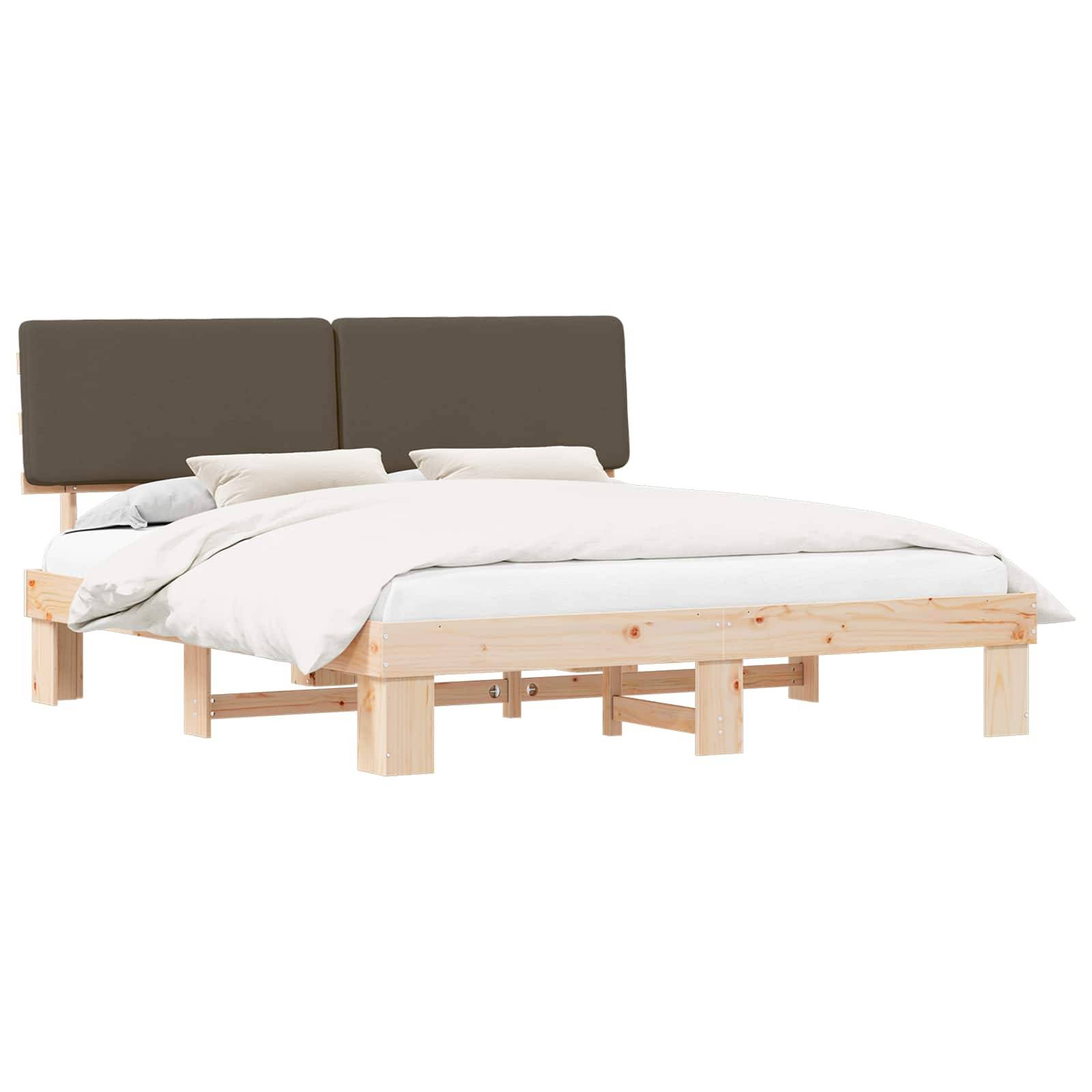vidaXL Bettgestell mit gepolstertem Kopfteil Taupe 200 x 200 cm