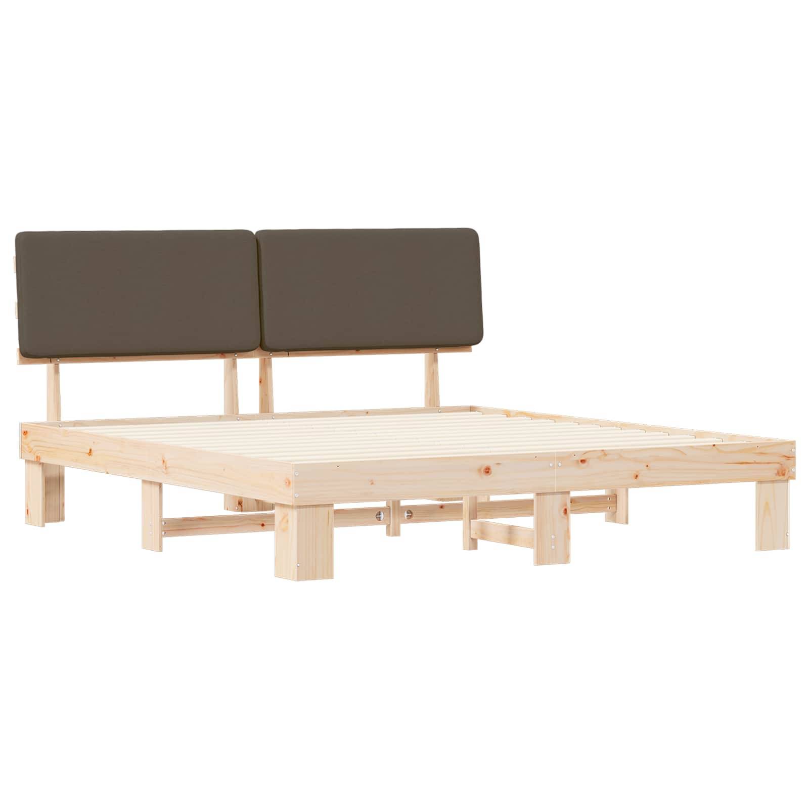 vidaXL Bettgestell mit gepolstertem Kopfteil Taupe 200 x 200 cm