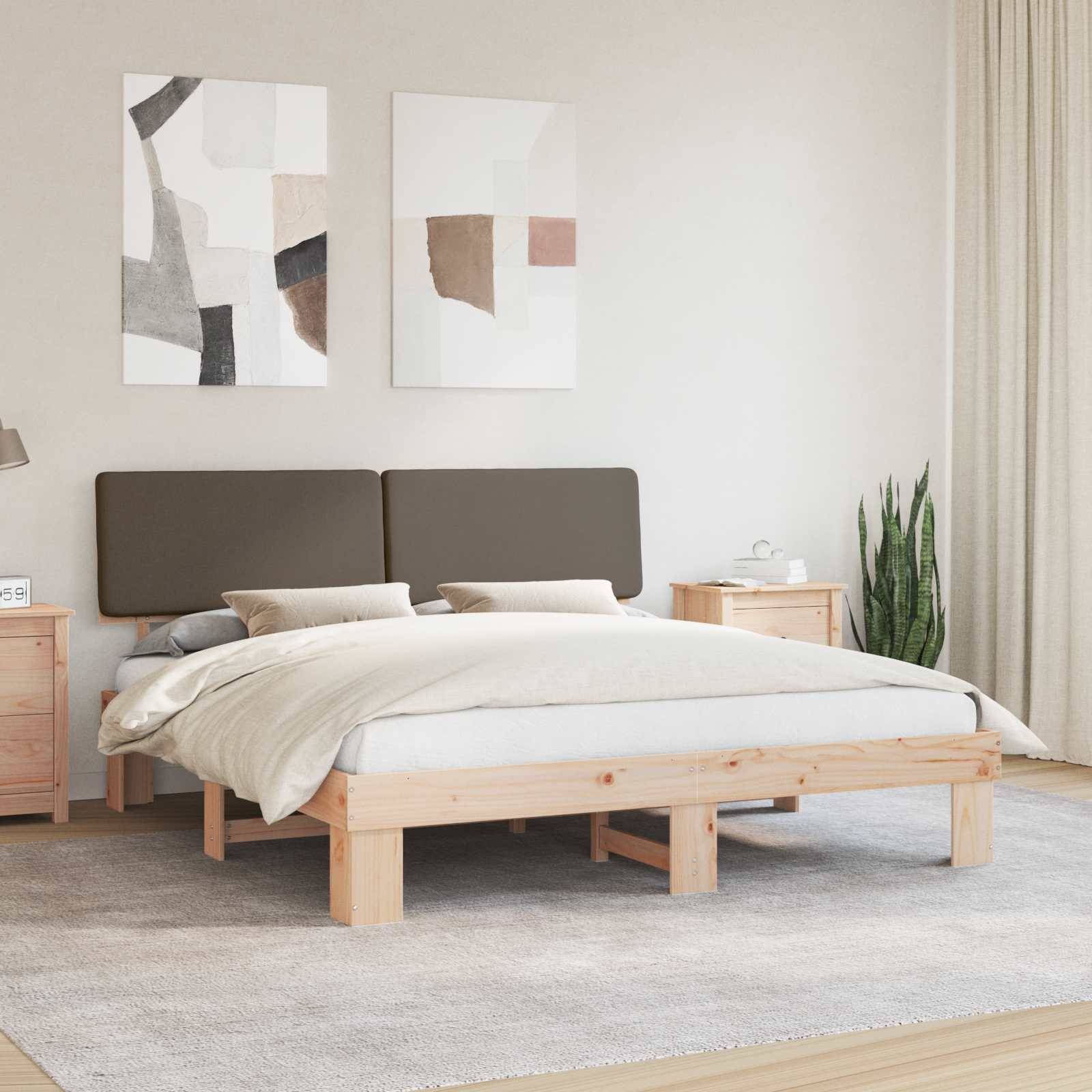 vidaXL Bettgestell mit gepolstertem Kopfteil Taupe 200 x 200 cm