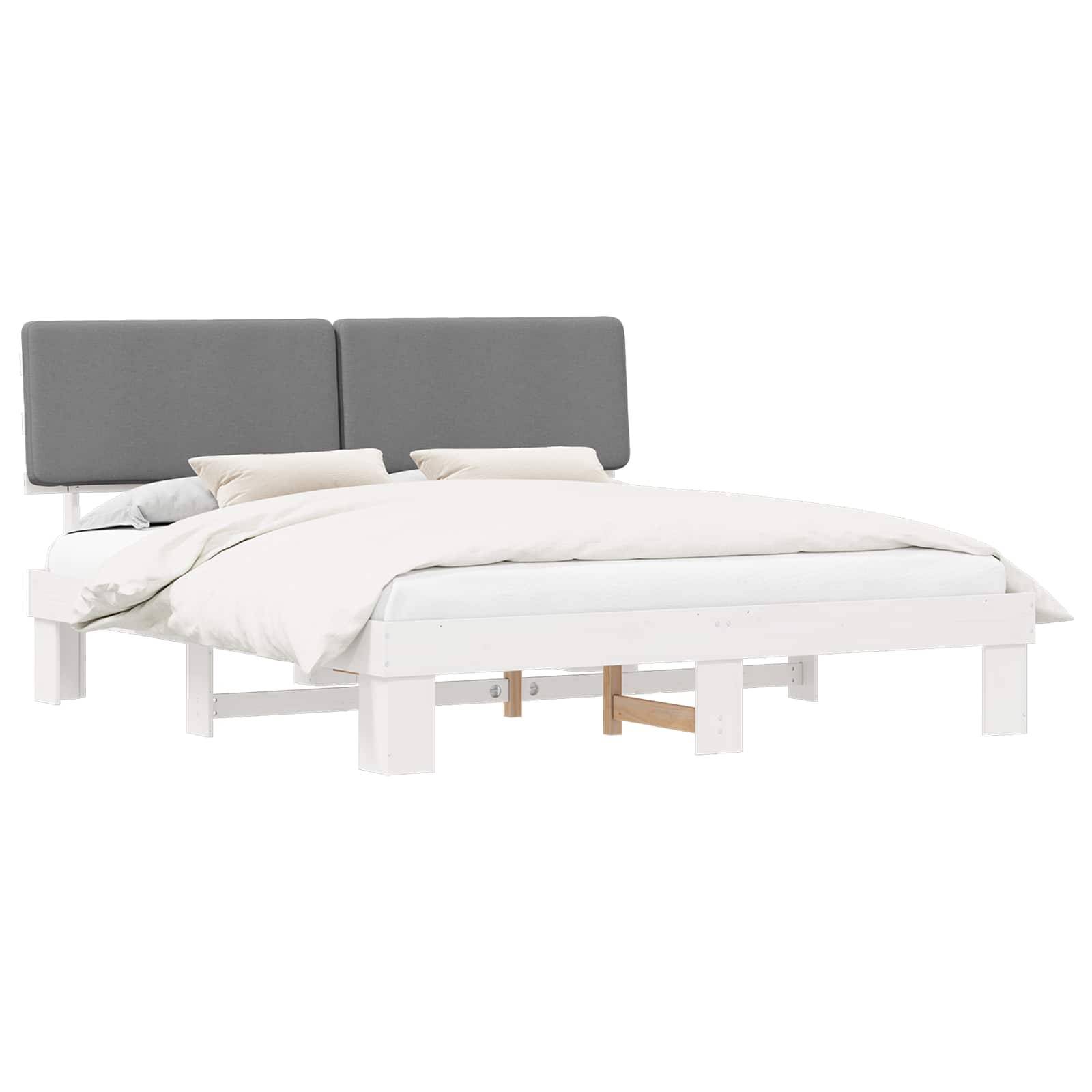 vidaXL Bettgestell mit gepolstertem Kopfteil Hellgrau 180 x 200 cm