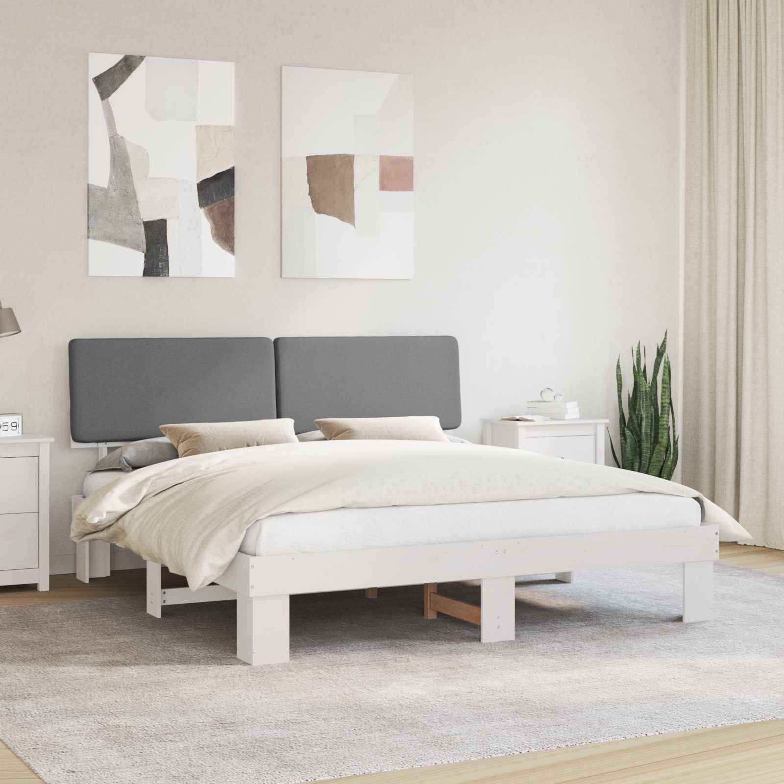 vidaXL Bettgestell mit gepolstertem Kopfteil Hellgrau 180 x 200 cm