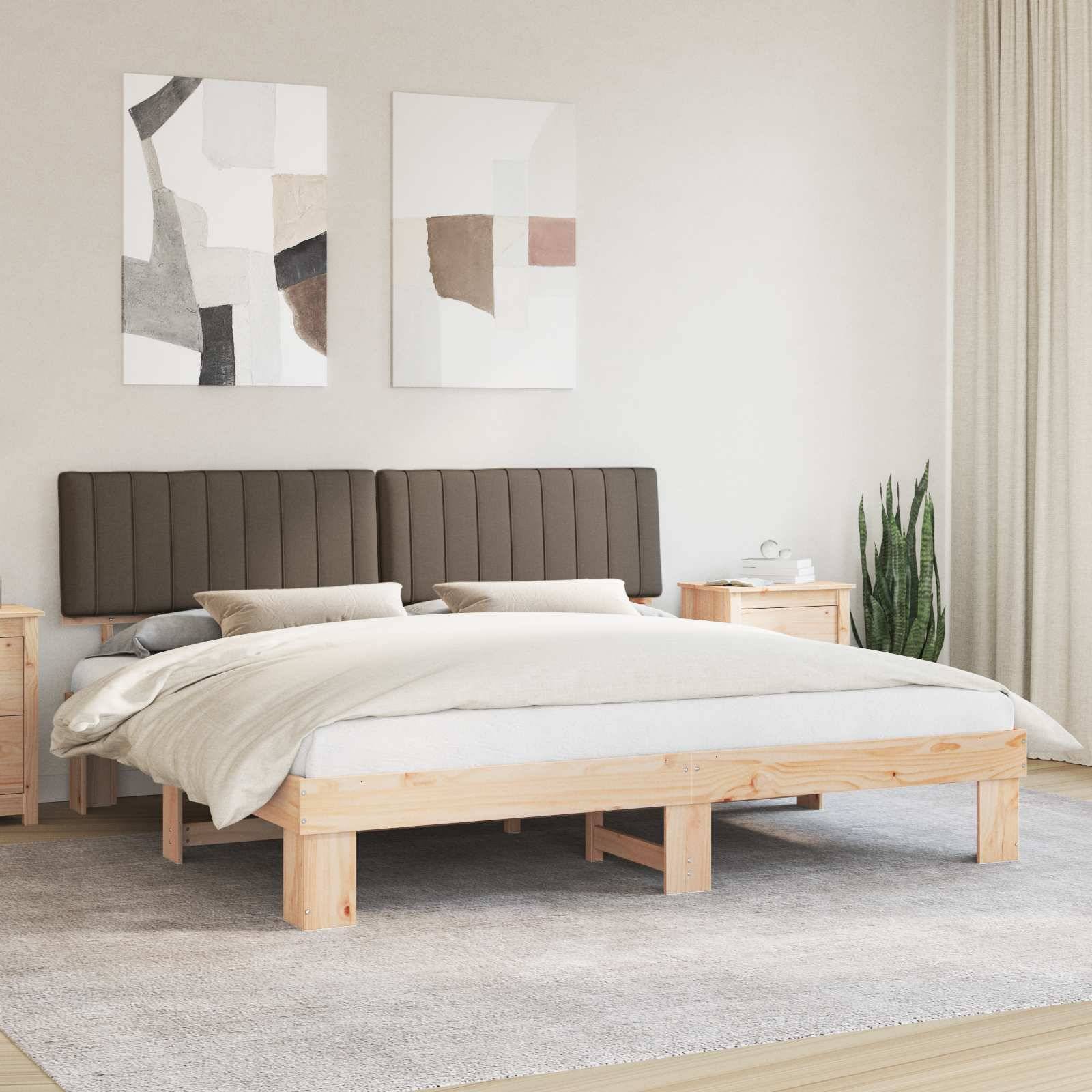 vidaXL Bettgestell mit gepolstertem Kopfteil Taupe 200 x 200 cm