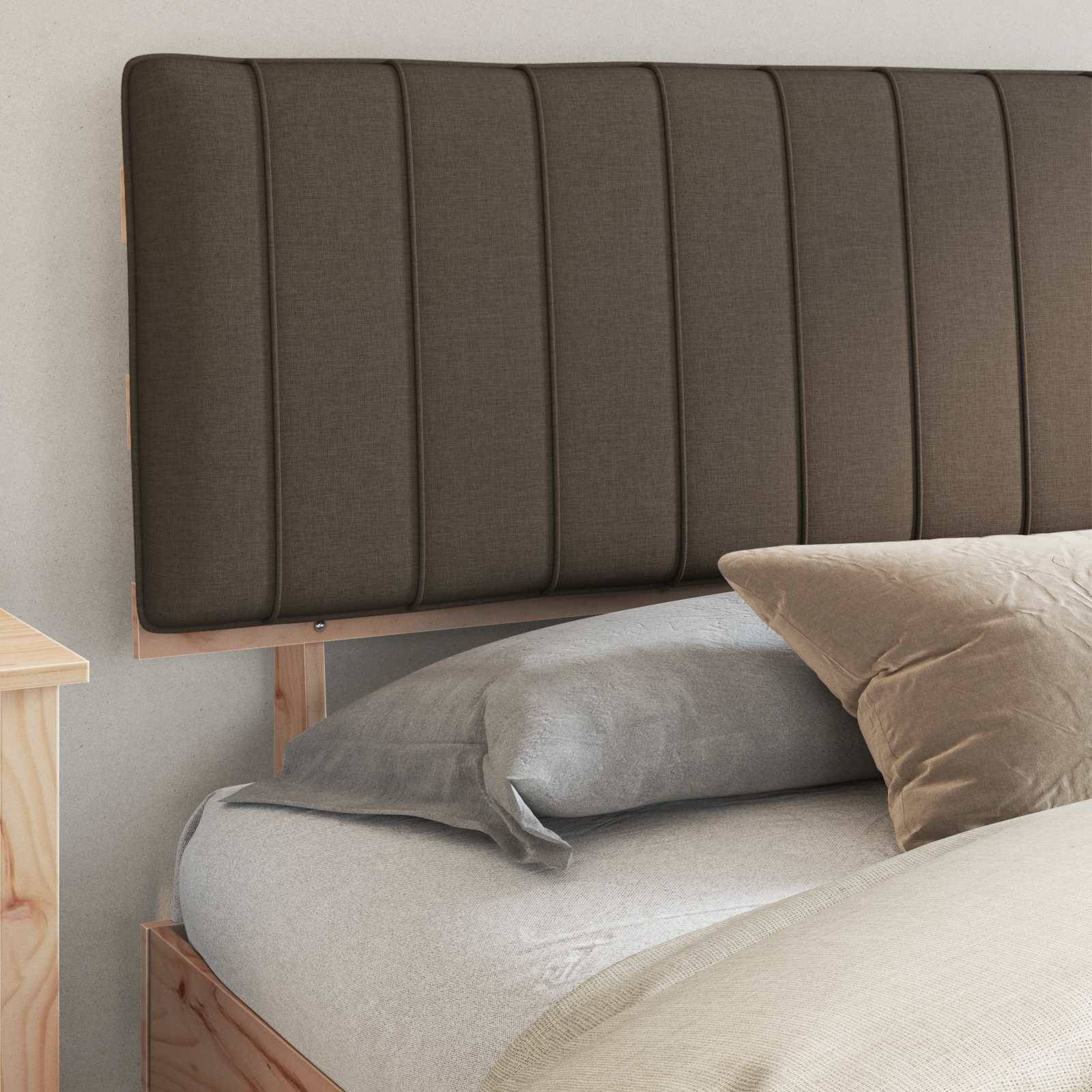 vidaXL Bettgestell mit gepolstertem Kopfteil Taupe 200 x 200 cm
