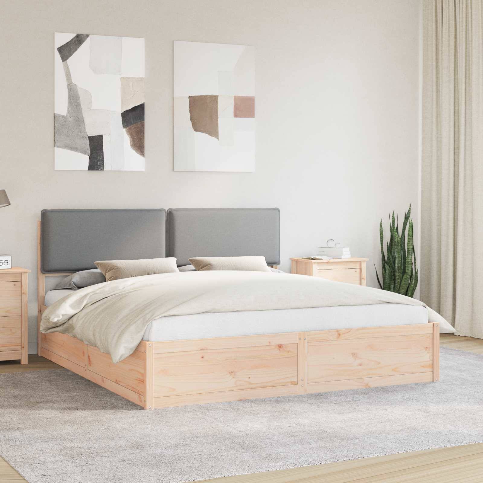 vidaXL Bettgestell mit gepolstertem Kopfteil Hellgrau 180 x 200 cm