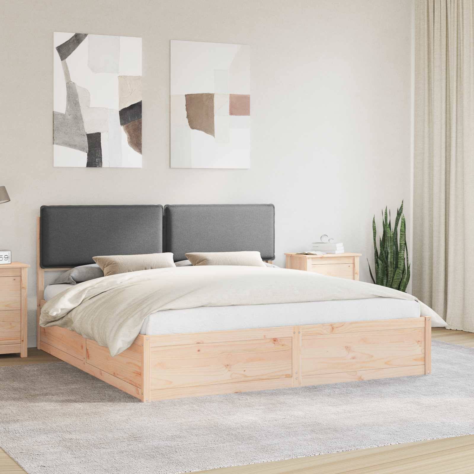 vidaXL Bettgestell mit gepolstertem Kopfteil Dunkelgrau 200 x 200 cm