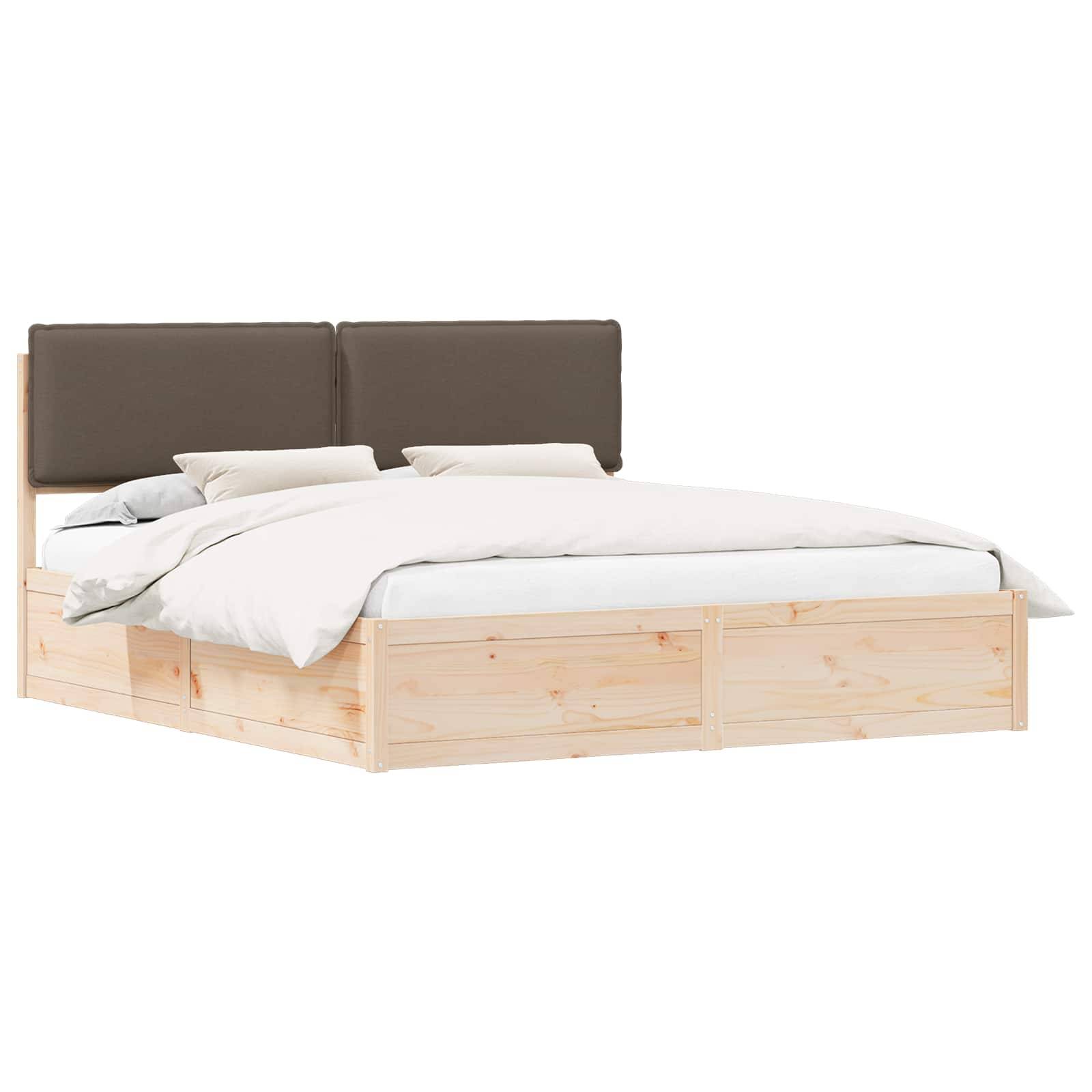 vidaXL Bettgestell mit gepolstertem Kopfteil Taupe 180 x 200 cm