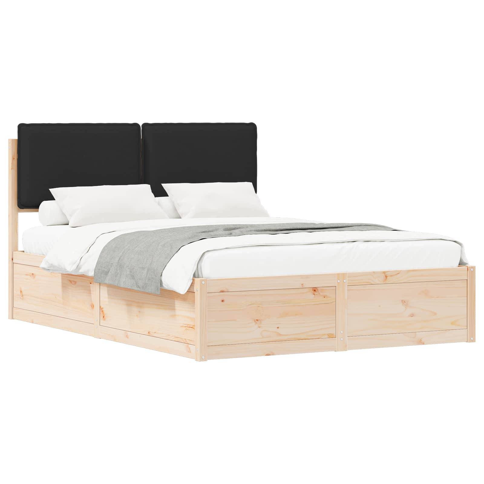 vidaXL Bettgestell mit gepolstertem Kopfteil Schwarz 150 x 200 cm