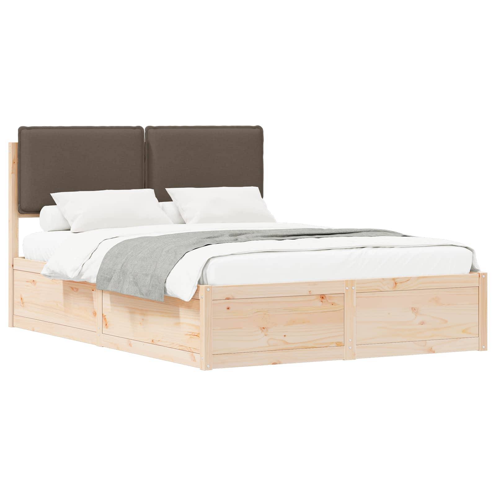 vidaXL Bettgestell mit gepolstertem Kopfteil Taupe 140 x 190 cm