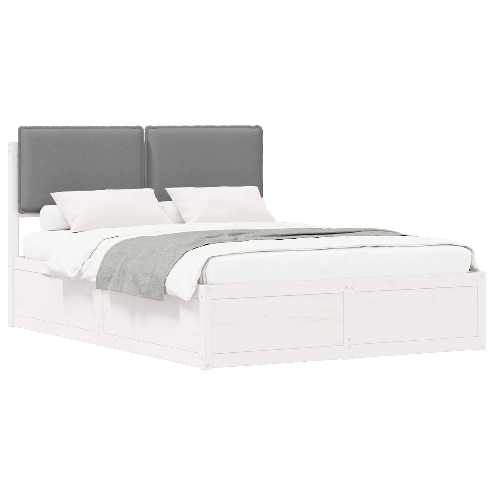 vidaXL Bettgestell mit gepolstertem Kopfteil Hellgrau 135 x 190 cm