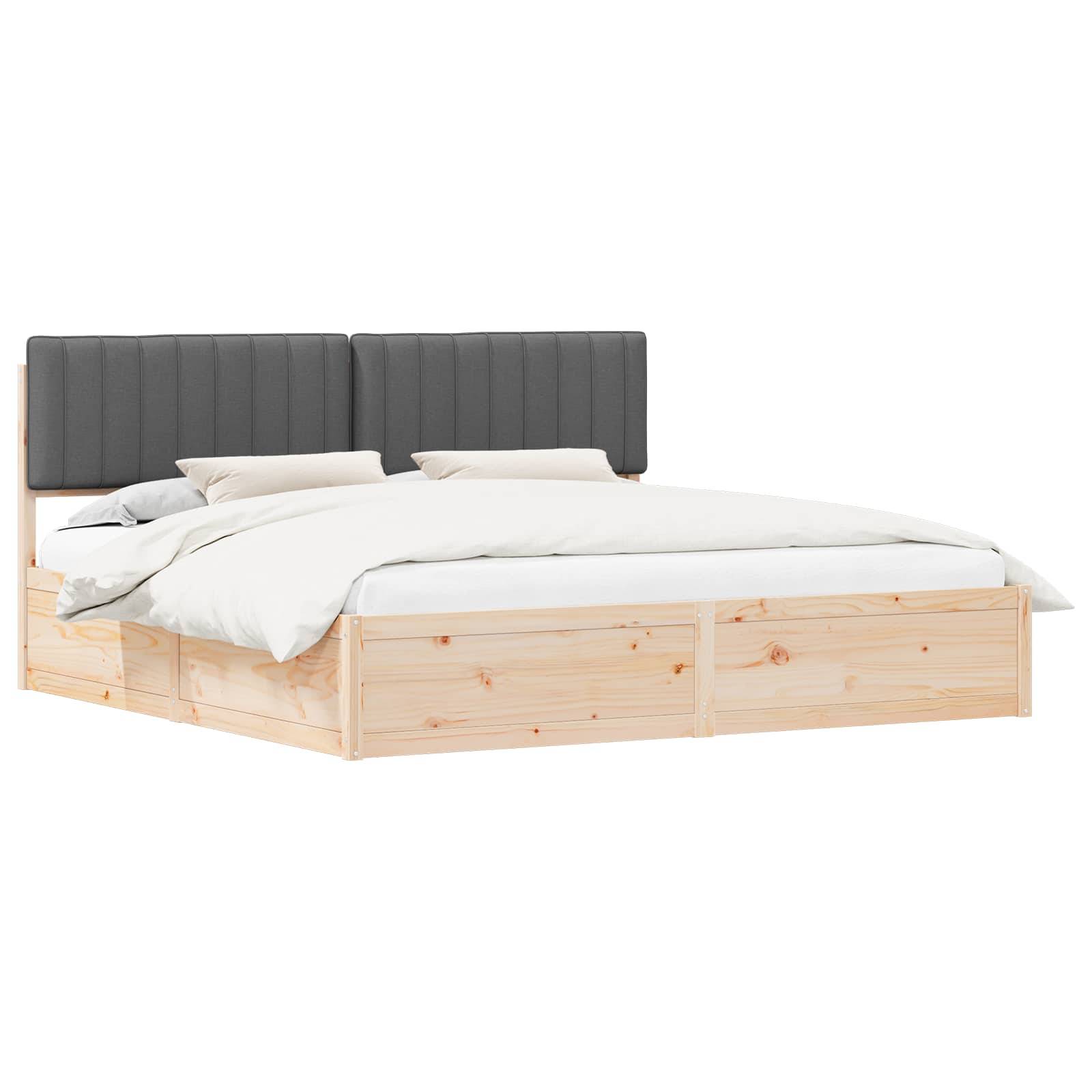 vidaXL Bettgestell mit gepolstertem Kopfteil Dunkelgrau 200 x 200 cm