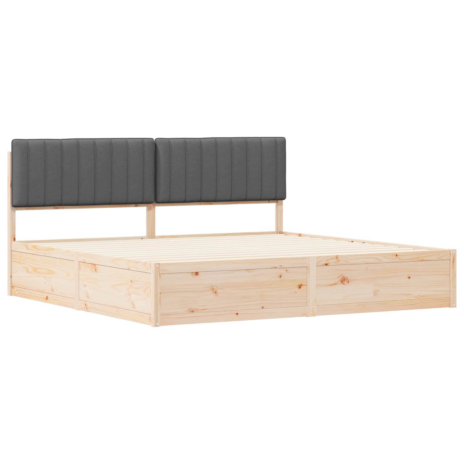 vidaXL Bettgestell mit gepolstertem Kopfteil Dunkelgrau 200 x 200 cm
