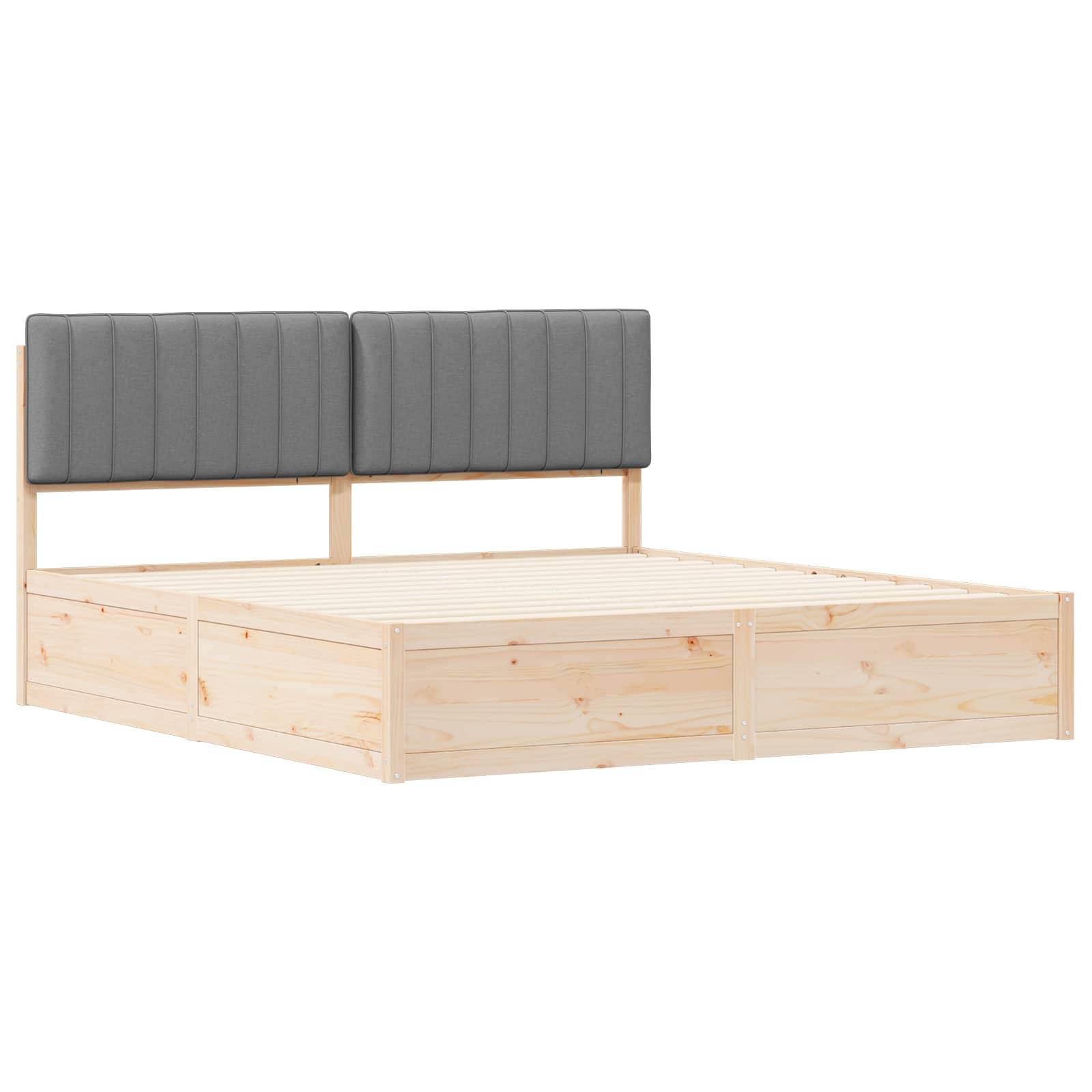 vidaXL Bettgestell mit gepolstertem Kopfteil Hellgrau 180 x 200 cm