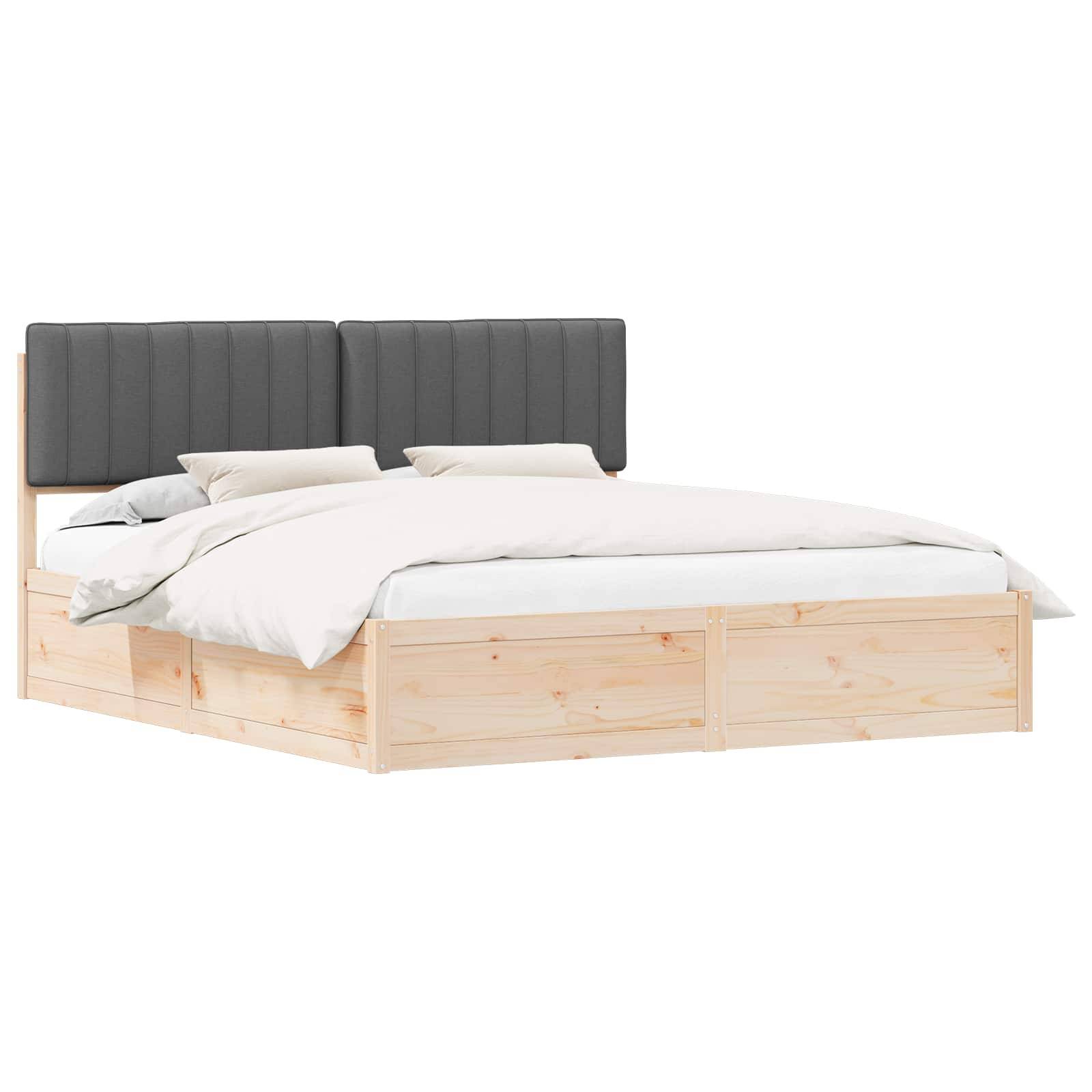 vidaXL Bettgestell mit gepolstertem Kopfteil Dunkelgrau 180 x 200 cm