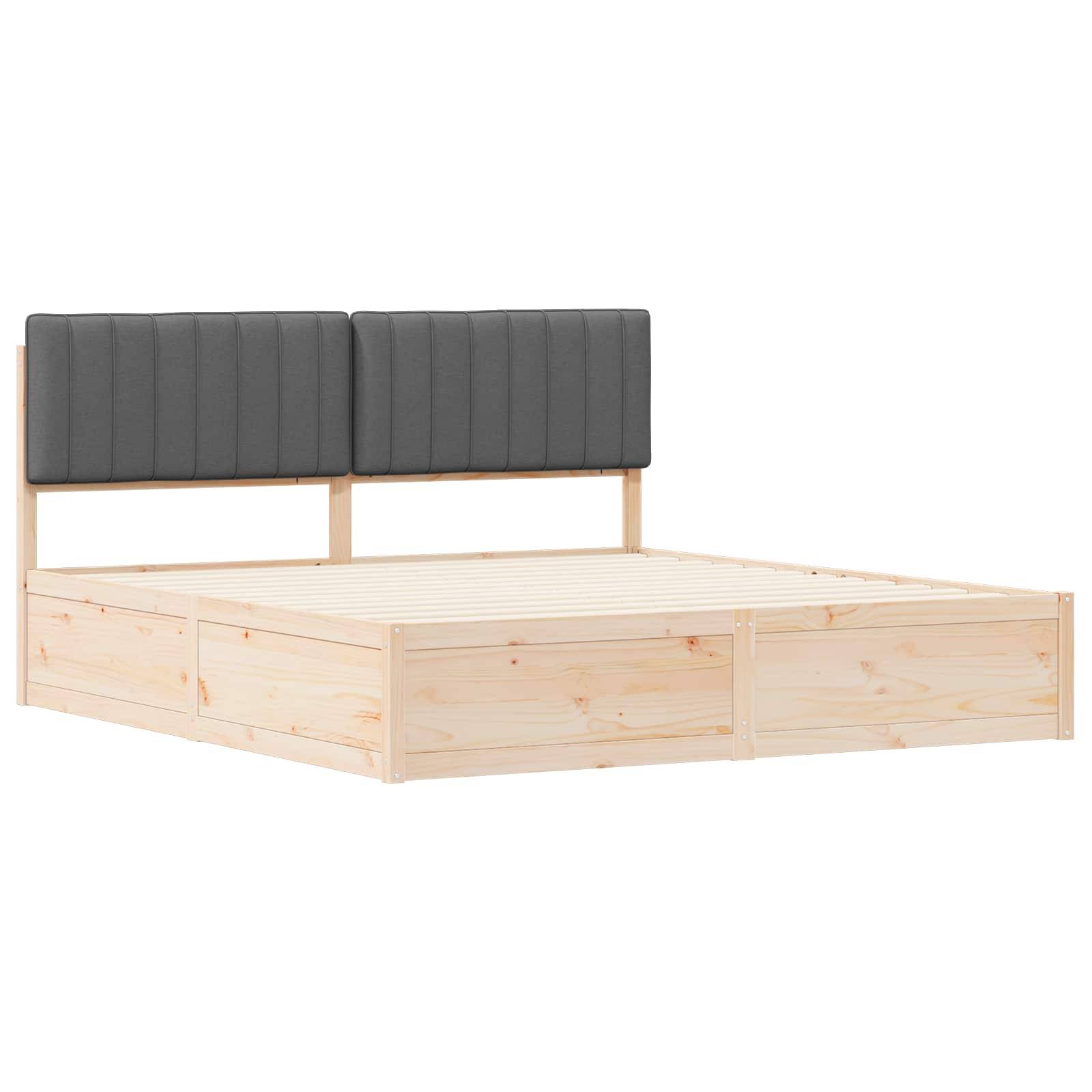 vidaXL Bettgestell mit gepolstertem Kopfteil Dunkelgrau 180 x 200 cm