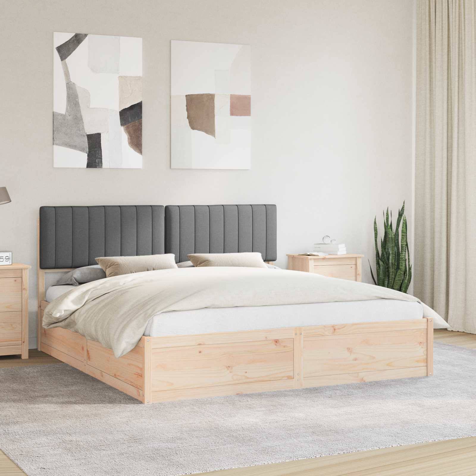 vidaXL Bettgestell mit gepolstertem Kopfteil Dunkelgrau 180 x 200 cm