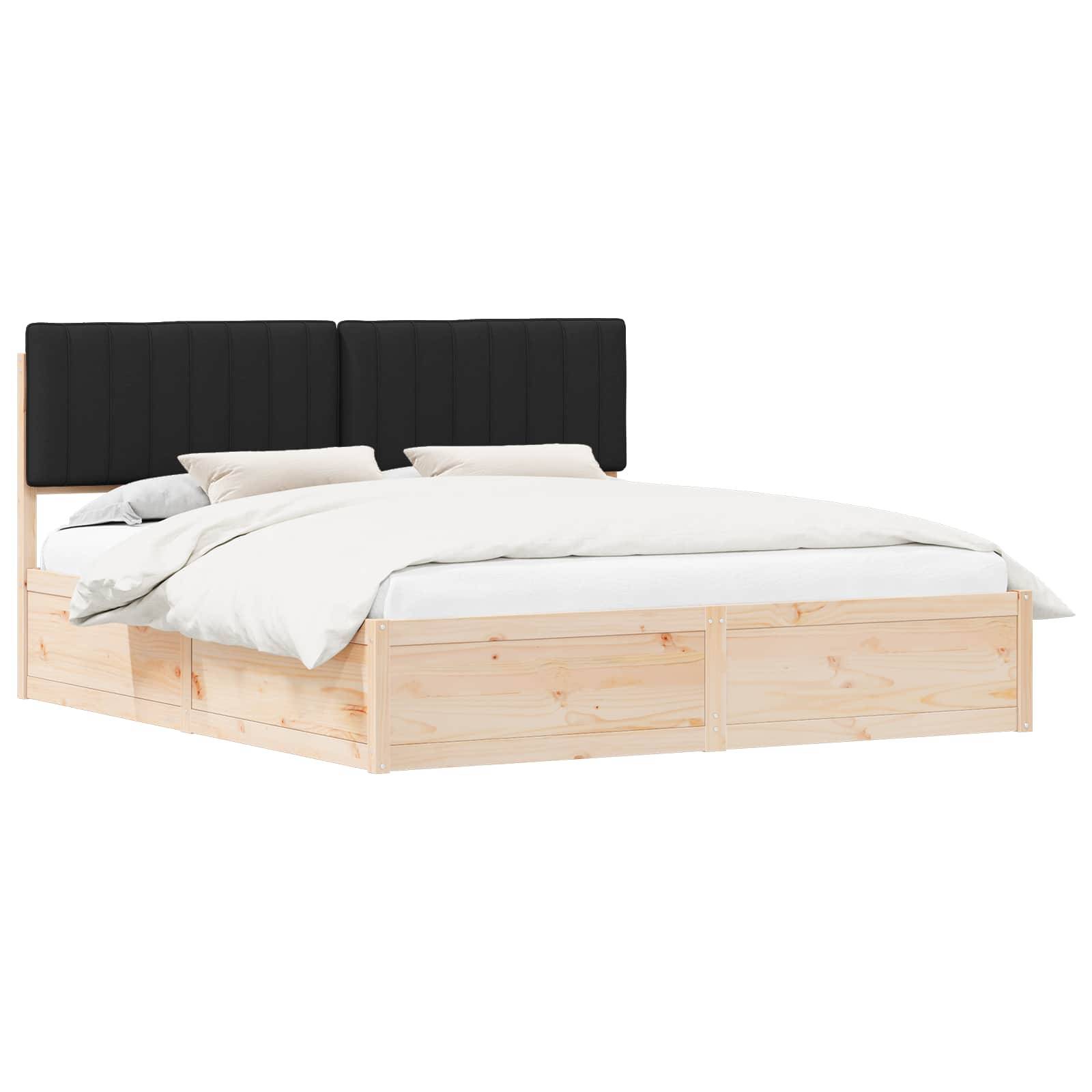 vidaXL Bettgestell mit gepolstertem Kopfteil Schwarz 180 x 200 cm