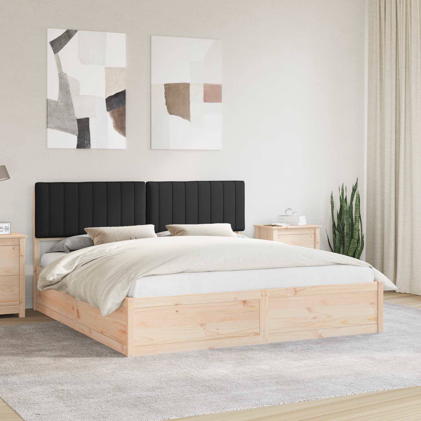 vidaXL Bettgestell mit gepolstertem Kopfteil Schwarz 180 x 200 cm