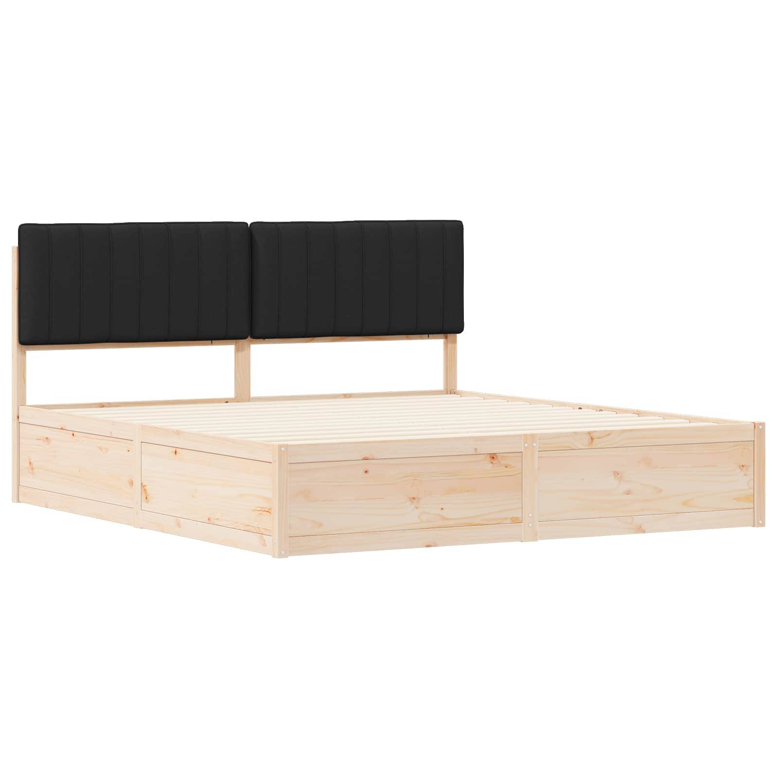 vidaXL Bettgestell mit gepolstertem Kopfteil Schwarz 180 x 200 cm