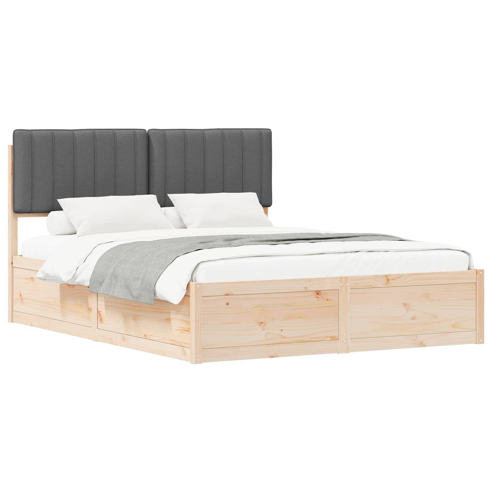 vidaXL Bettgestell mit gepolstertem Kopfteil Dunkelgrau 160 x 200 cm