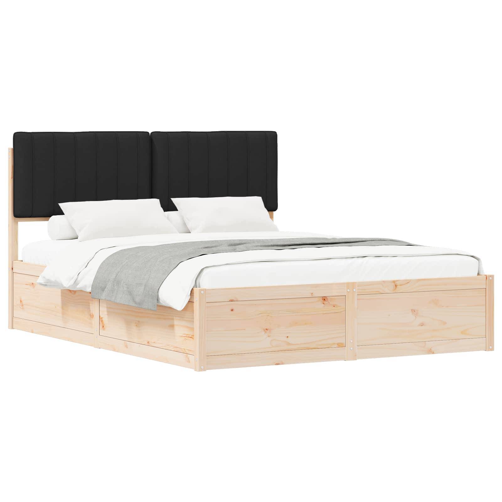 vidaXL Bettgestell mit gepolstertem Kopfteil Schwarz 160 x 200 cm