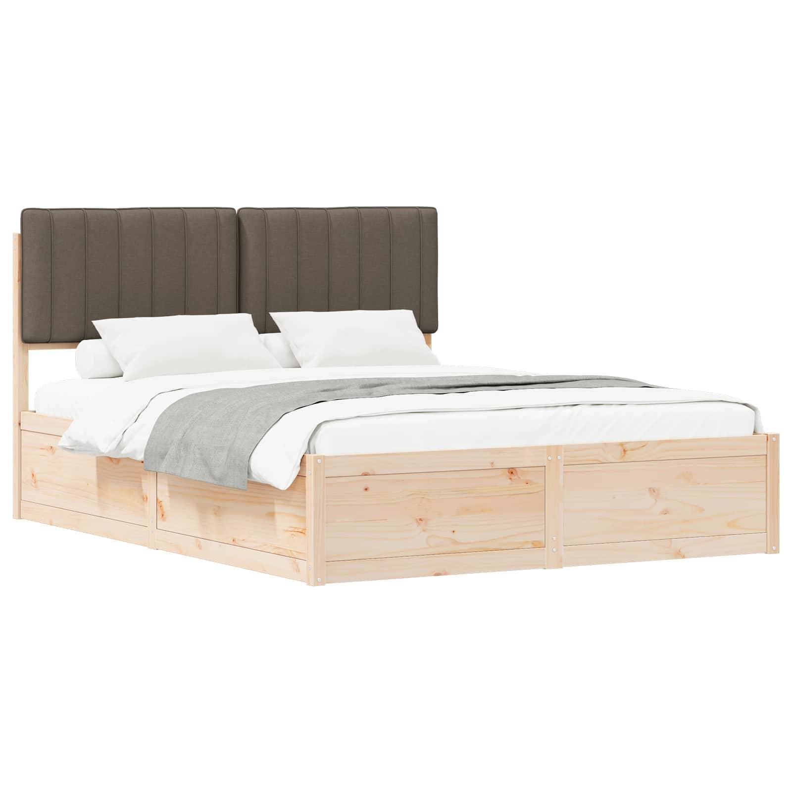 vidaXL Bettgestell mit gepolstertem Kopfteil Taupe 150 x 200 cm