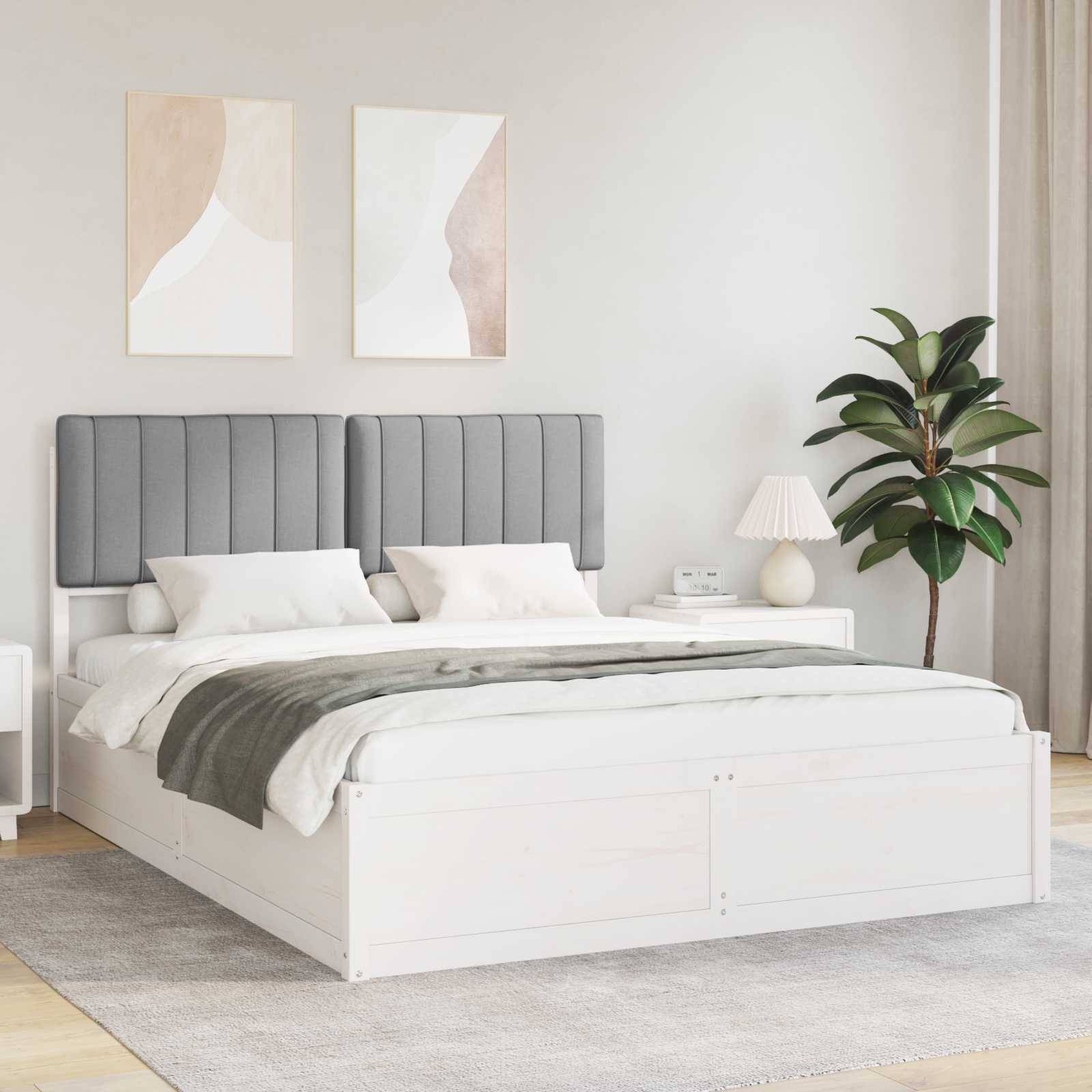 vidaXL Bettgestell mit gepolstertem Kopfteil Hellgrau 150 x 200 cm