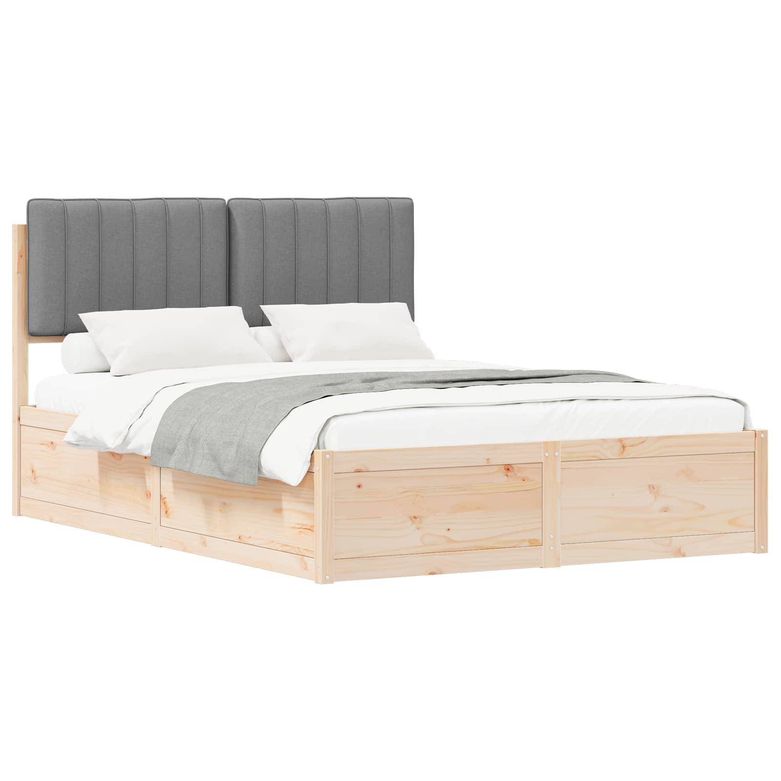 vidaXL Bettgestell mit gepolstertem Kopfteil Hellgrau 140 x 190 cm