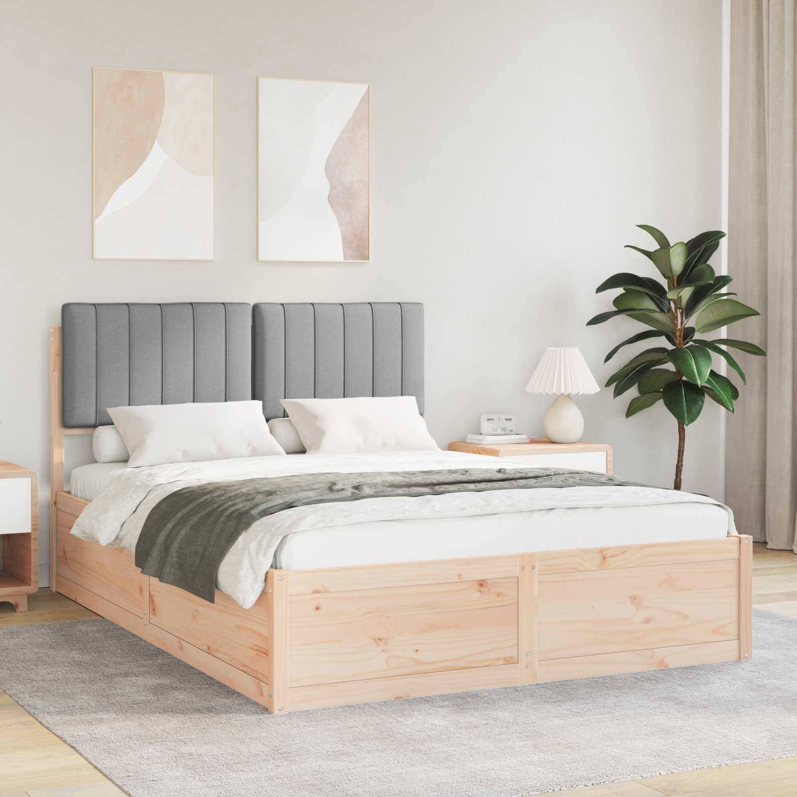 vidaXL Bettgestell mit gepolstertem Kopfteil Hellgrau 140 x 190 cm