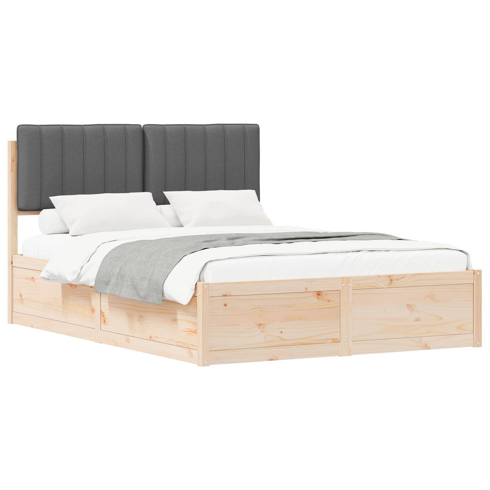 vidaXL Bettgestell mit gepolstertem Kopfteil Dunkelgrau 140 x 200 cm