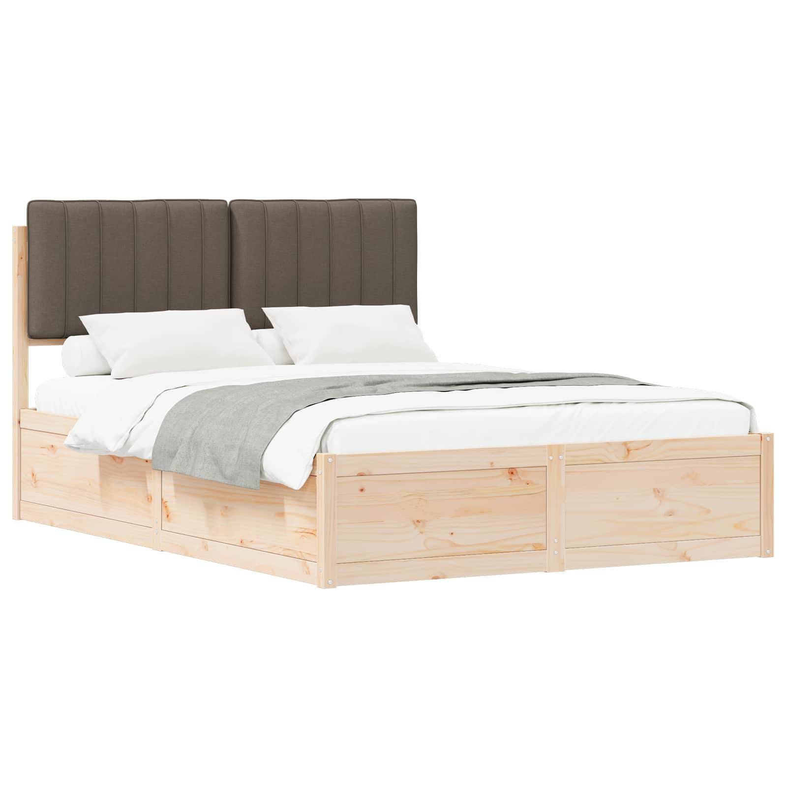 vidaXL Bettgestell mit gepolstertem Kopfteil Taupe 140 x 190 cm