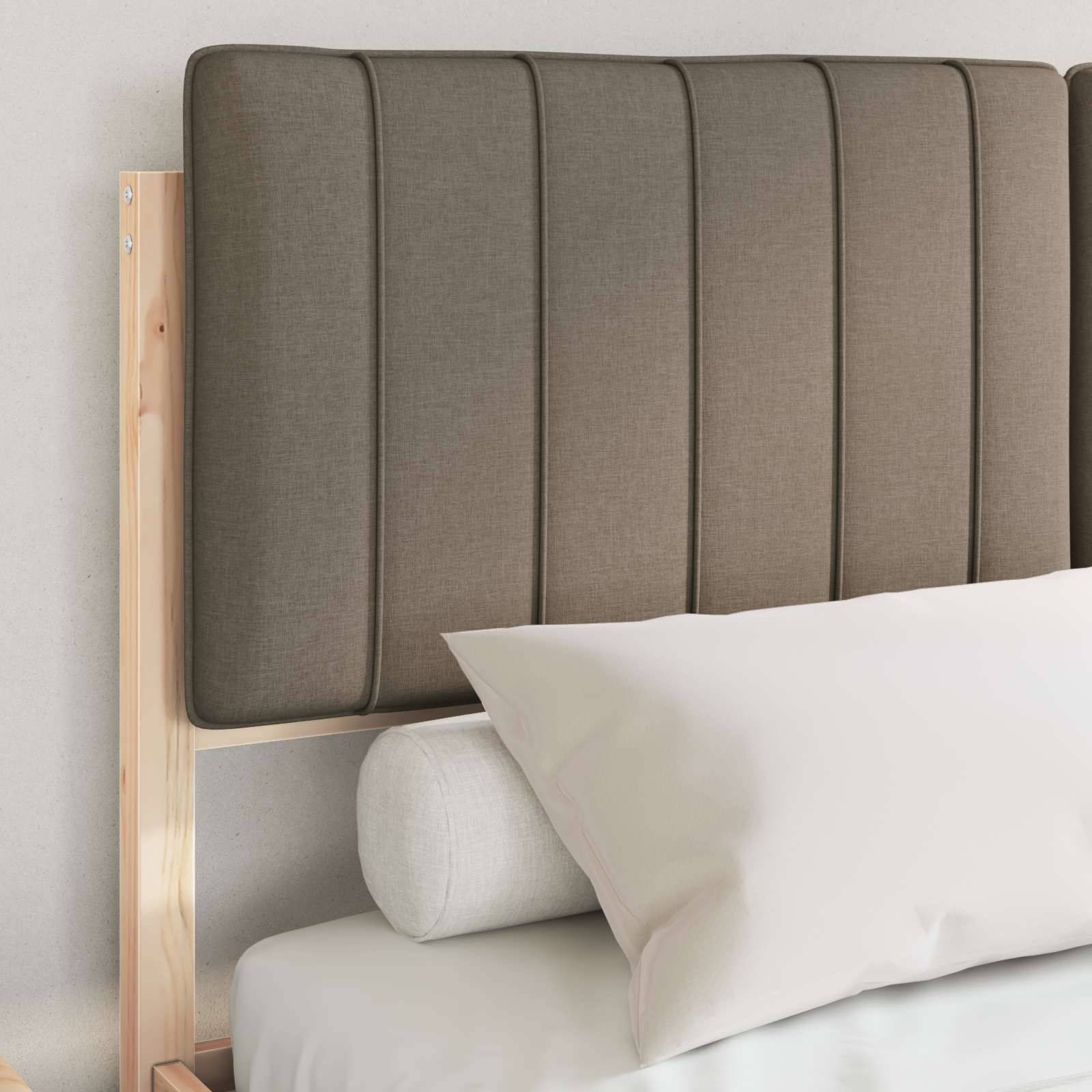 vidaXL Bettgestell mit gepolstertem Kopfteil Taupe 140 x 200 cm