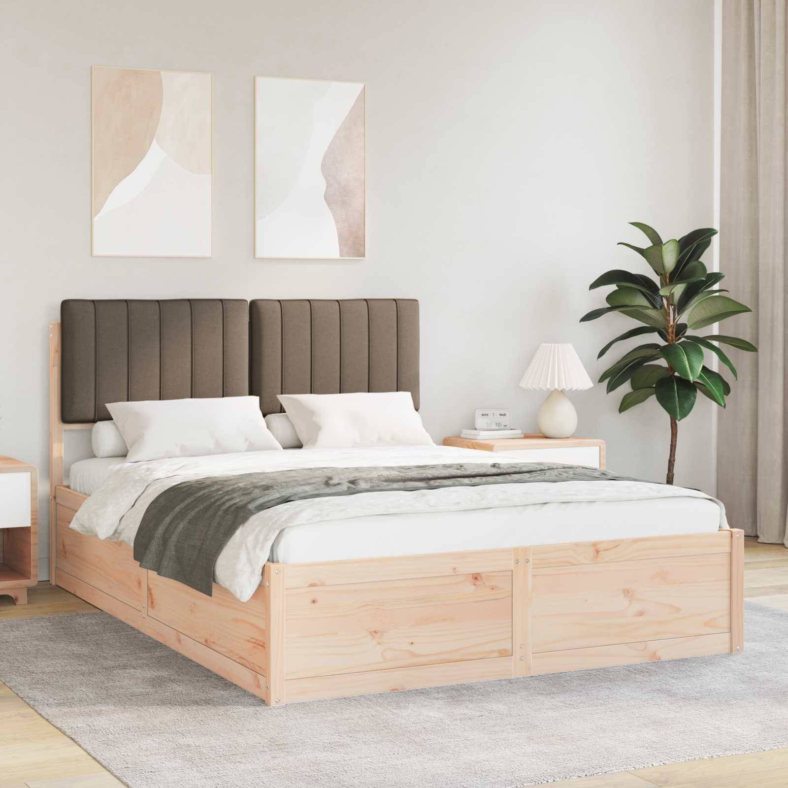 vidaXL Bettgestell mit gepolstertem Kopfteil Taupe 140 x 200 cm