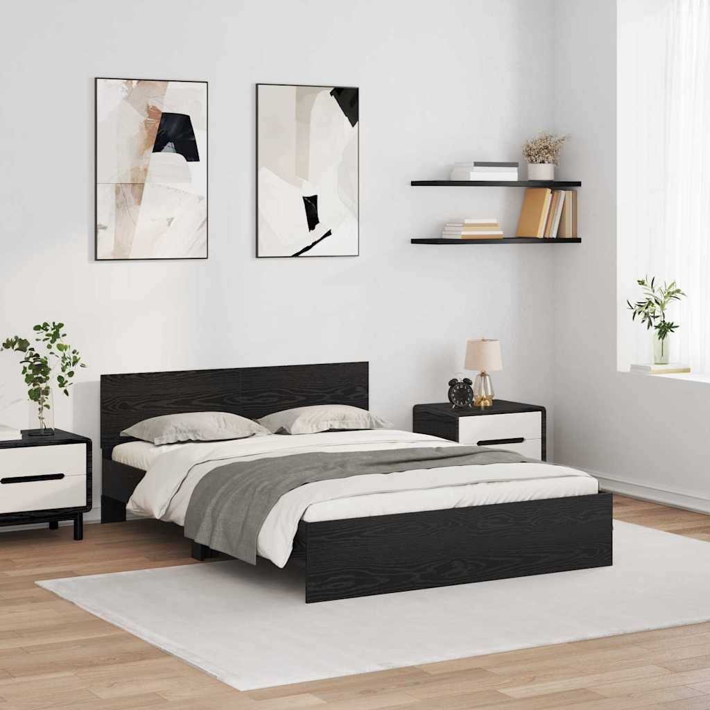 vidaXL Bettrahmen Schwarz Eichen-Optik 140 x 200 cm Holzwerkstoff