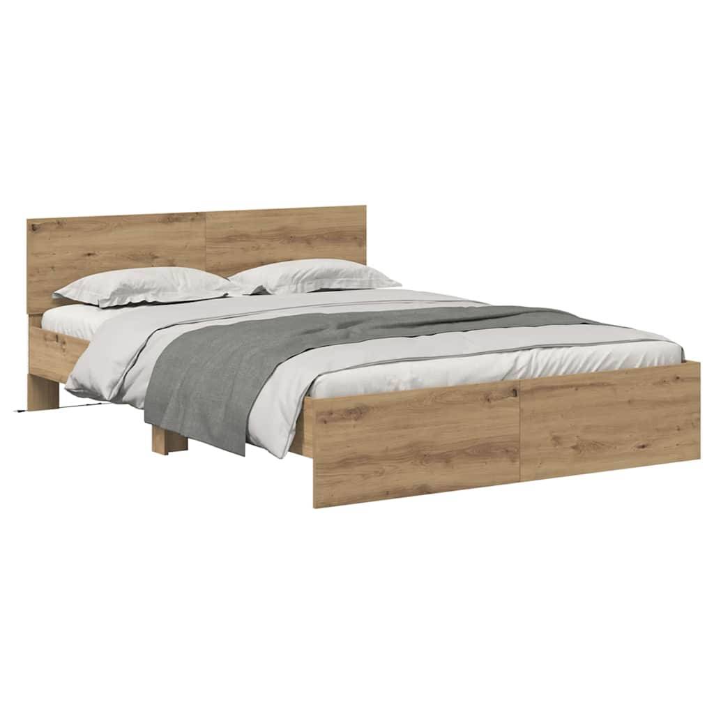 vidaXL Bettrahmen Artisan-Eiche 135 x 190 cm Holzwerkstoff