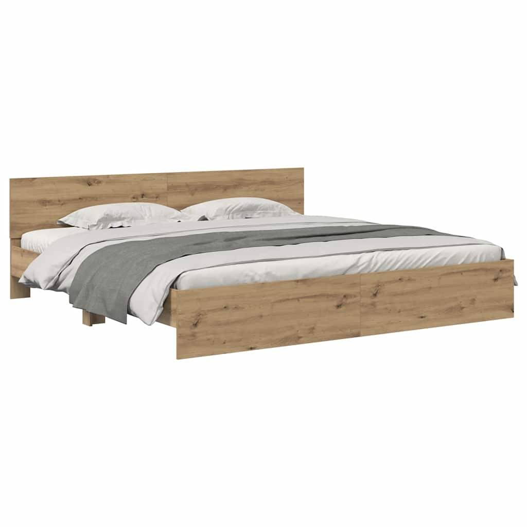 vidaXL Bettrahmen Artisan-Eiche 180 x 200 cm Holzwerkstoff