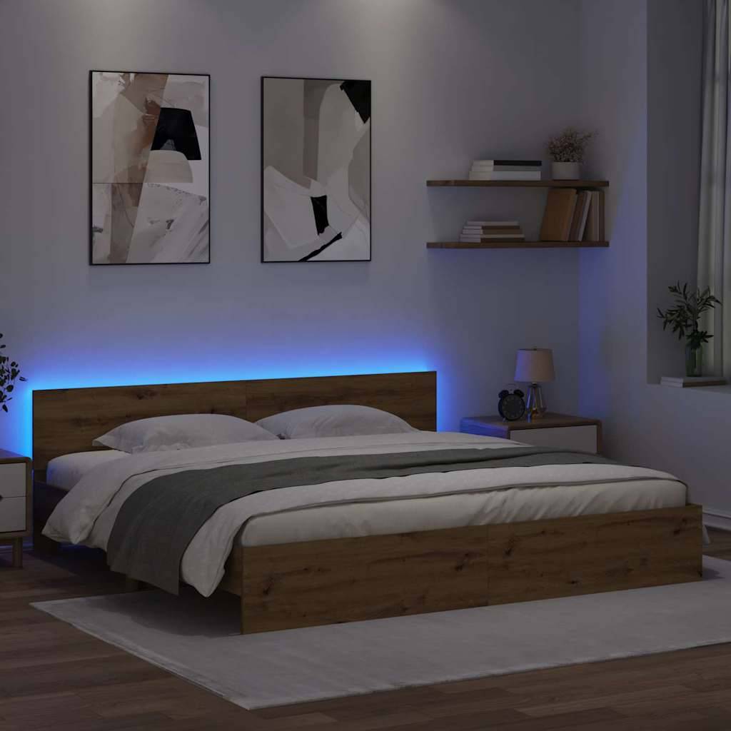 vidaXL Bettrahmen Artisan-Eiche 200 x 200 cm Holzwerkstoff