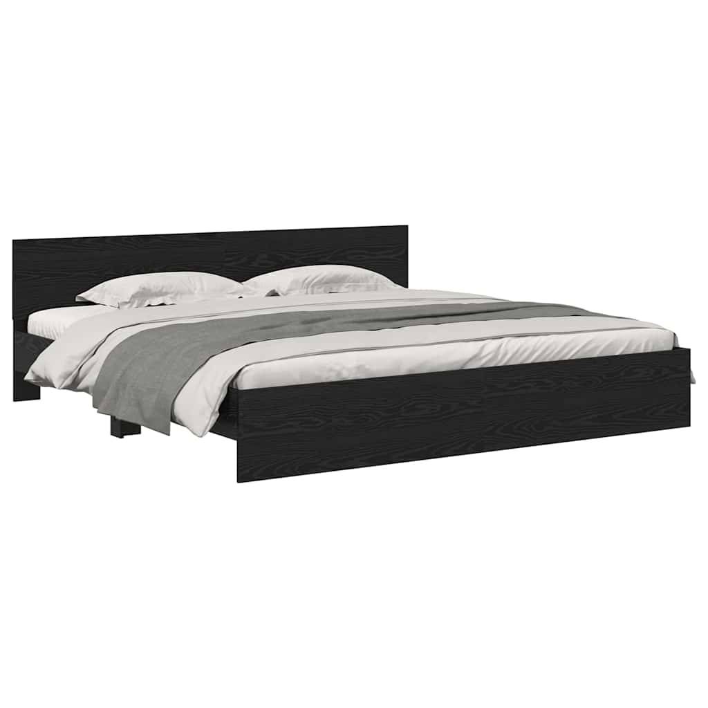 vidaXL Bettrahmen Schwarz Eichen-Optik 180 x 200 cm Holzwerkstoff