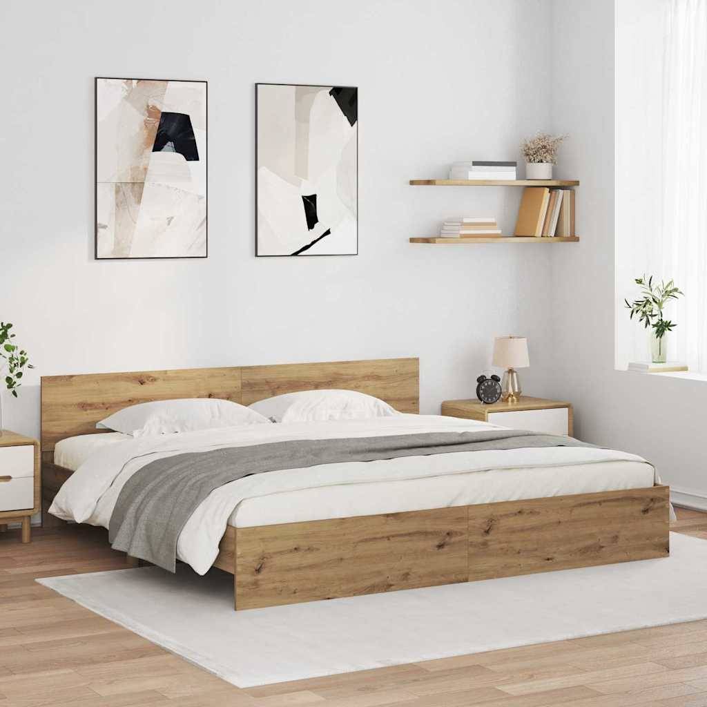vidaXL Bettrahmen Artisan-Eiche 200 x 200 cm Holzwerkstoff