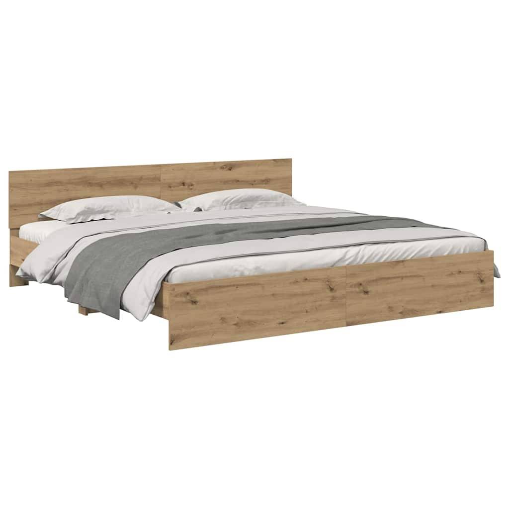 vidaXL Bettrahmen Artisan-Eiche 200 x 200 cm Holzwerkstoff