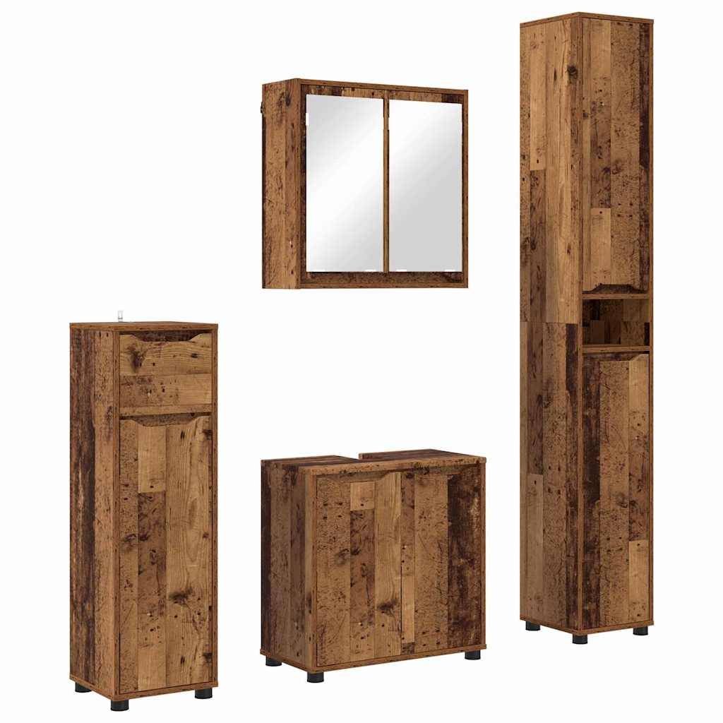 vidaXL Badezimmermöbel-Set mit Schubladen 4 pcs Altholz Holzwerkstoff