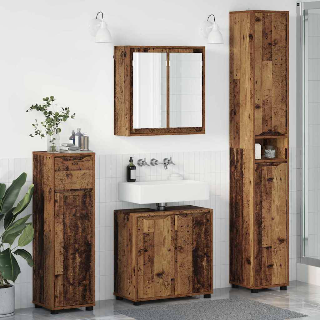 vidaXL Badezimmermöbel-Set mit Schubladen 4 pcs Altholz Holzwerkstoff