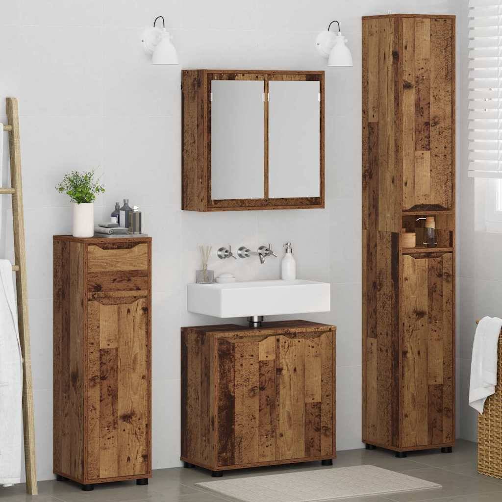 vidaXL Badezimmermöbel-Set mit Schubladen 4 pcs Altholz Holzwerkstoff