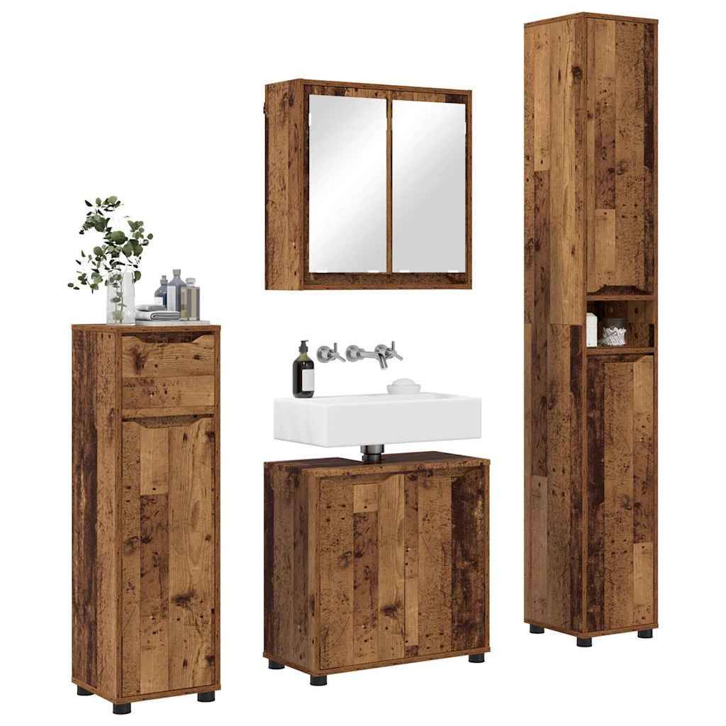 vidaXL Badezimmermöbel-Set mit Schubladen 4 pcs Altholz Holzwerkstoff