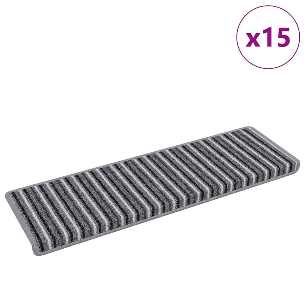 vidaXL Selbstklebende Treppenschoner 15 pcs Grau 65 x 21 x 4 cm