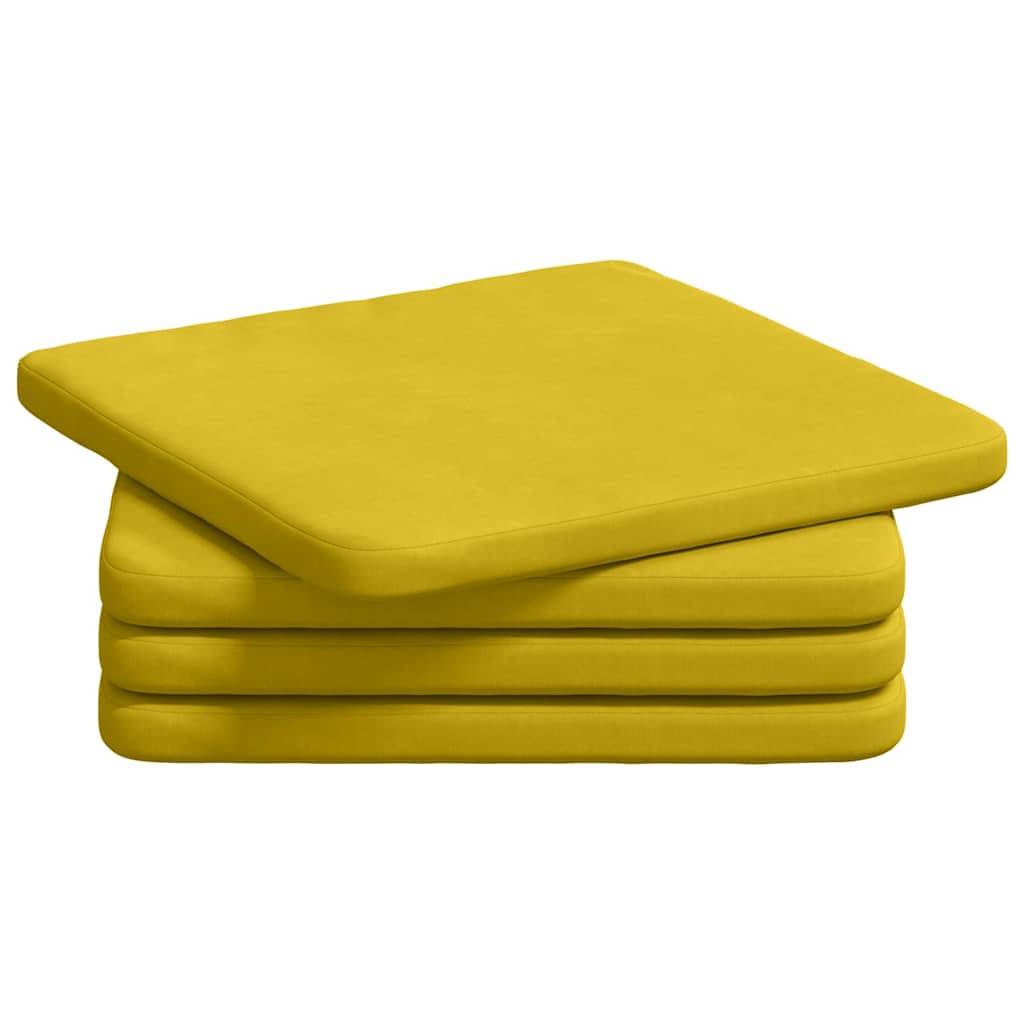 vidaXL Sitzkissen 4 pcs Gelb 40 x 40 x 3 cm Samt