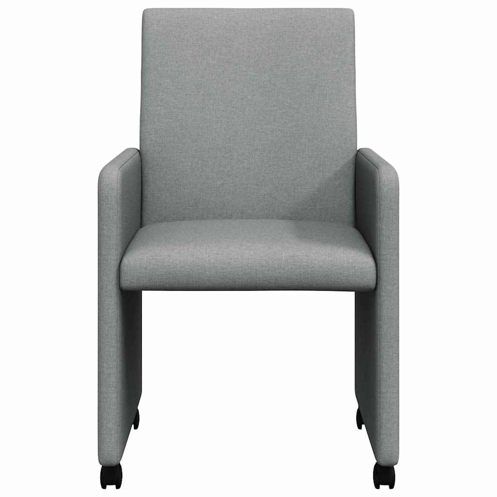 vidaXL Esszimmerstühle mit Rollen 2 pcs Hellgrau 57 x 66 x 94 cm Stoff