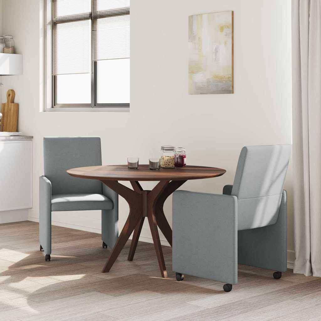 vidaXL Esszimmerstühle mit Rollen 2 pcs Hellgrau 57 x 66 x 94 cm Stoff