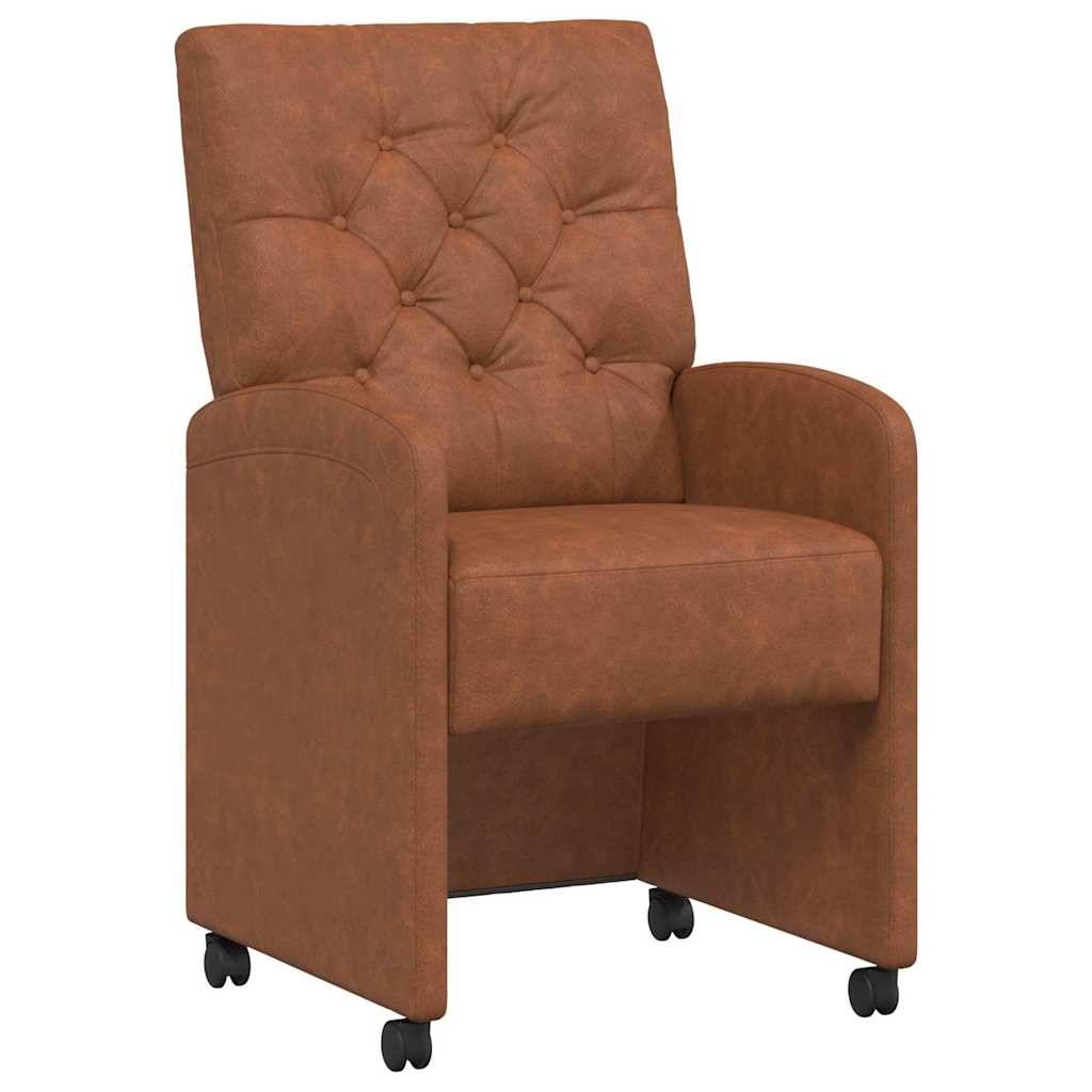 vidaXL Esszimmerstühle mit Rollen 2 pcs Braun 58 x 67 x 97 cm